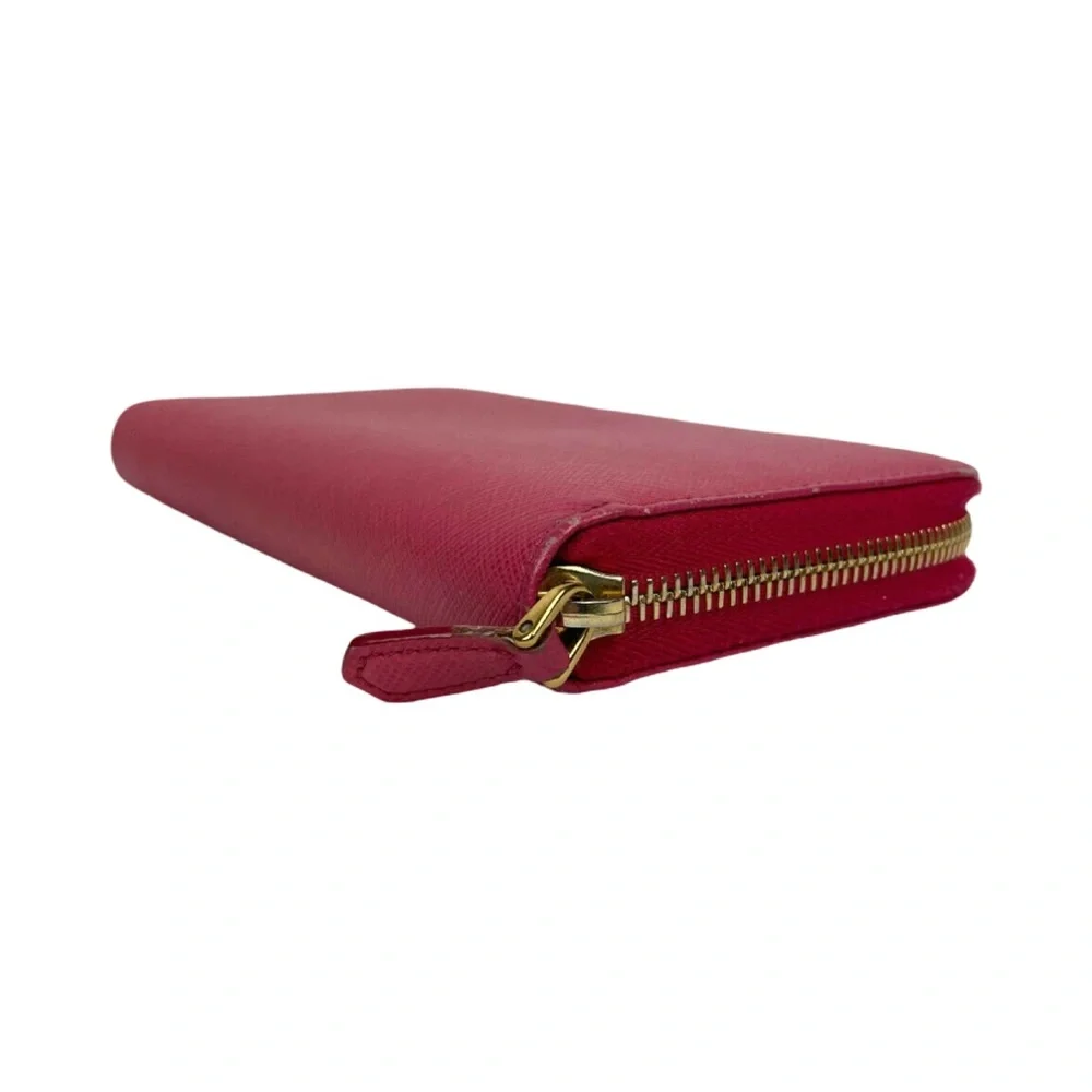 ✨PRADA Peonia Pink Saffiano Leather long Zip Wallet EUC - Picture 6 of 9